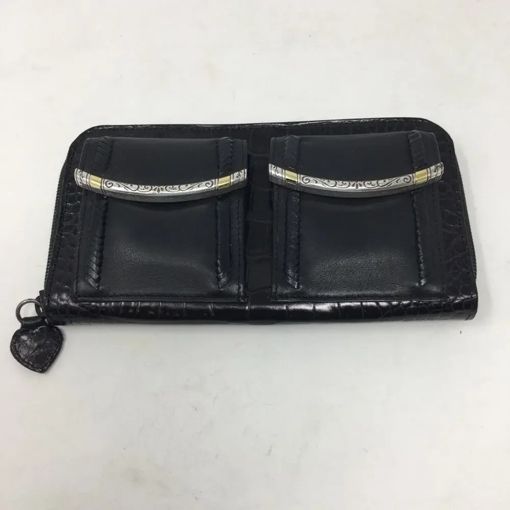 Brighton NWT Venezia Black Leather Zip Wallet